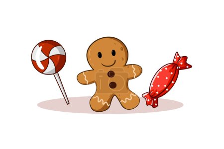 Foto de Ilustración de dos dulces y galletas tema de Navidad - Imagen libre de derechos