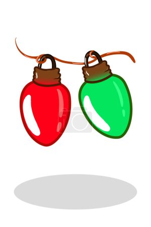 Foto de Una lámpara verde roja dos Navidad - Imagen libre de derechos