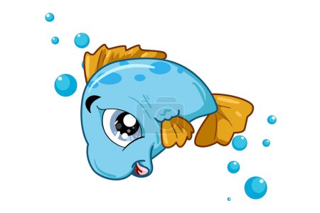 Téléchargez les illustrations : Illustration du petit vecteur de poissons bleus - en licence libre de droit