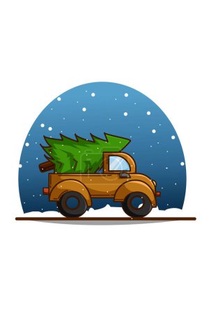 Téléchargez les photos : Un camion transportant des sapins la veille de Noël - en image libre de droit