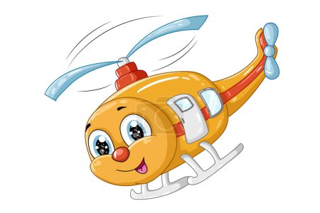 Illustration for Design character cute orange blue helicopter - Royalty Free Image