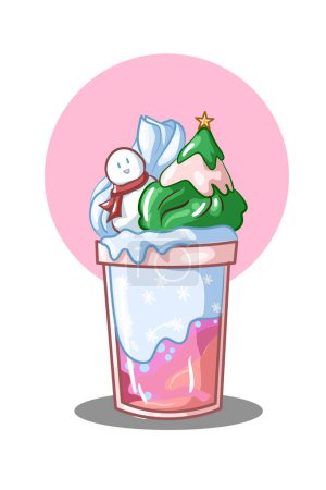 Téléchargez les illustrations : Illustration Noël bleu crème glacée - en licence libre de droit