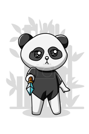 Illustration for Small and cute panda with sword illustration - Royalty Free Image