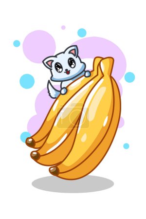 Ilustración de Banana y pequeño gato lindo vector ilustración - Imagen libre de derechos