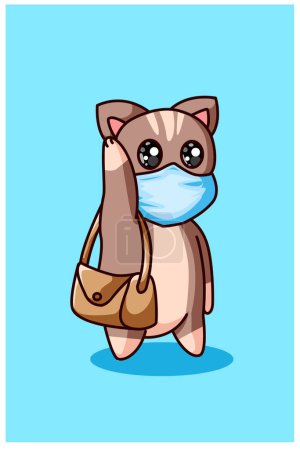 Téléchargez les photos : Un petit chat portant un masque et un sac - en image libre de droit