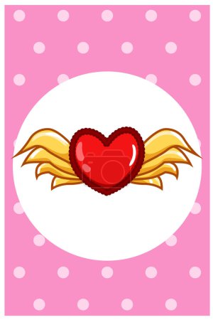 Téléchargez les photos : Kawaii coeur avec des ailes, illustration de dessin animé Saint-Valentin - en image libre de droit