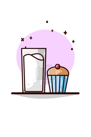 Téléchargez les illustrations : Illustration de lait et cupcake - en licence libre de droit