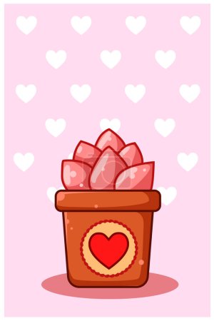 Foto de Dibujos animados ilustración de plantas ornamentales de color rosa en el día de San Valentín - Imagen libre de derechos