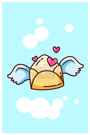 Foto de Sobre de amor volando con alas ilustración de dibujos animados - Imagen libre de derechos