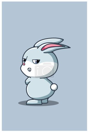 Téléchargez les photos : Un petit lapin mignon illustration de dessin animé en colère - en image libre de droit