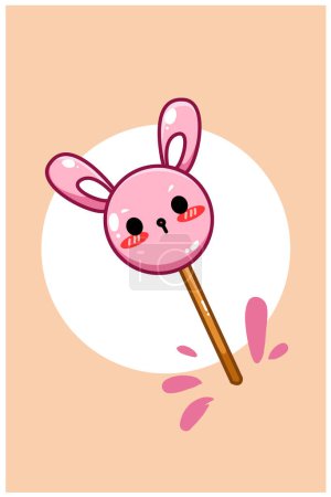 Illustration for A sweet and rabbit candy cartoon illustration - Royalty Free Image