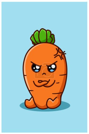 Téléchargez les photos : Une petite illustration de dessin animé de carotte folle - en image libre de droit