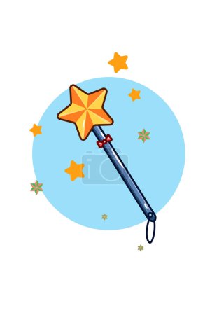 Téléchargez les illustrations : Baguette magique étoile vecteur icône dessin animé illustration - en licence libre de droit