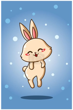 Foto de Lindo y divertido pequeño conejo animal ilustración de dibujos animados - Imagen libre de derechos