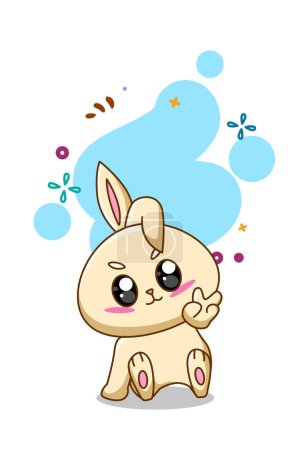 Téléchargez les photos : Illustration de dessin animé animal lapin mignon et joyeux - en image libre de droit