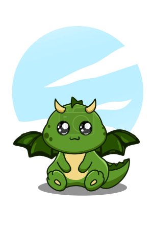 Illustration for Cute and happy baby dinosaur cartoon illustration - Royalty Free Image