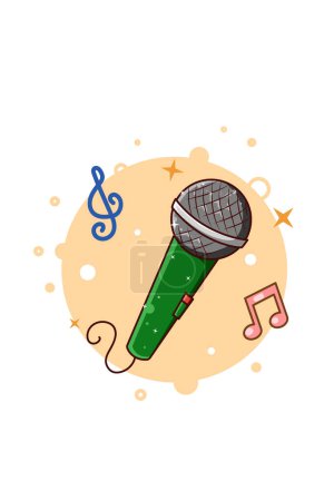 Téléchargez les photos : Illustration de dessin animé icône de musique de microphone - en image libre de droit