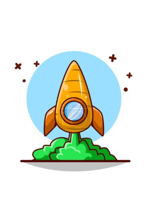Téléchargez les photos : Rocket icône carotte dessin animé illustration mignonne - en image libre de droit