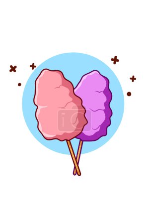 Foto de Dulce algodón azúcar alimentos dibujos animados ilustración - Imagen libre de derechos