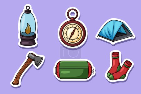 Illustration for Cute Camping Sticker Set Collection - Royalty Free Image