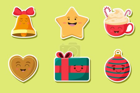 Illustration for Set Collection of Christmas Sticker - Royalty Free Image