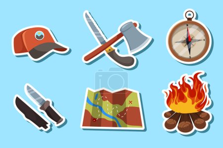 Illustration for Hiking Sticker Element Set Collection - Royalty Free Image