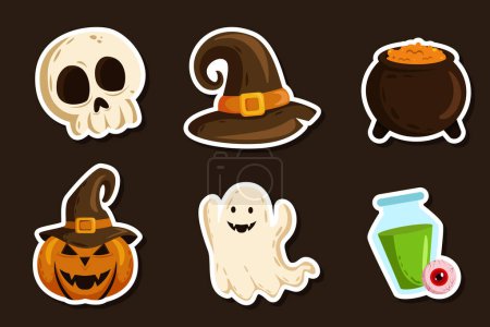 Illustration for Halloween Sticker Element Set Collection - Royalty Free Image