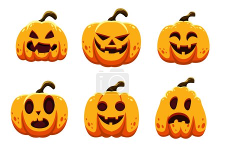 Illustration for Set Collection of Halloween Pumpkin Element - Royalty Free Image