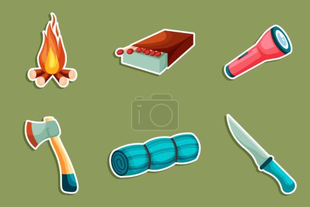 Illustration for Set Collection of Camping Sticker - Royalty Free Image
