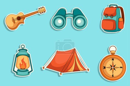 Illustration for Set Collection of Camping Sticker - Royalty Free Image