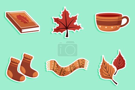 Illustration for Set Collection of Autumn Sticker - Royalty Free Image