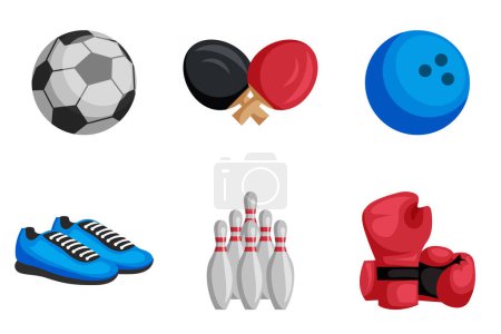Ilustración de Set colección de elementos deportivos - Imagen libre de derechos