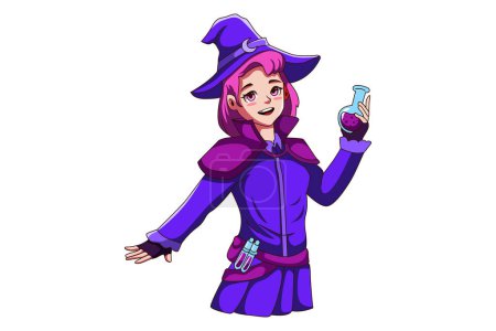 Illustration for Cute Halloween Witch Character Illustration - Royalty Free Image