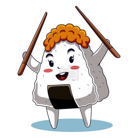 Illustration for Cute Japanese Food Character Illustration - Royalty Free Image