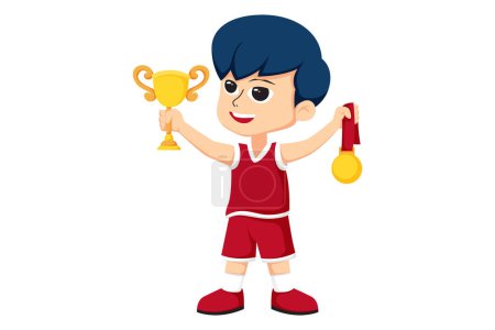 Illustration for Cute Little Basketball Player Character Illustration - Royalty Free Image