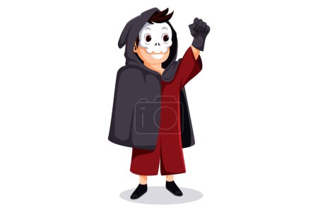 Illustration for Cute Halloween Reaper Character Illustration - Royalty Free Image