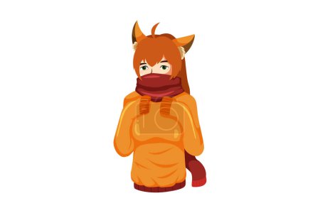 Illustration for Woman in Cat Costume Character Illustration - Royalty Free Image