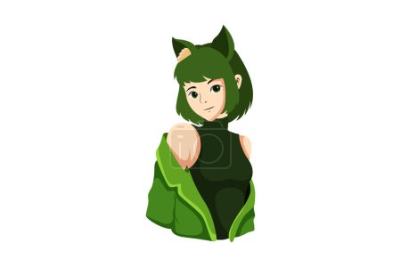 Illustration for Woman in Cat Costume Character Illustration - Royalty Free Image