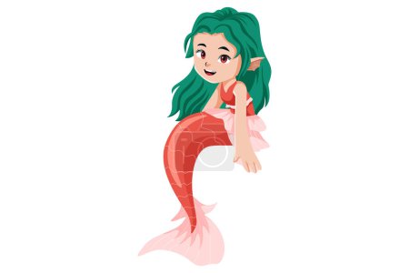 Illustration for Cute Little Mermaid Character Illustration - Royalty Free Image