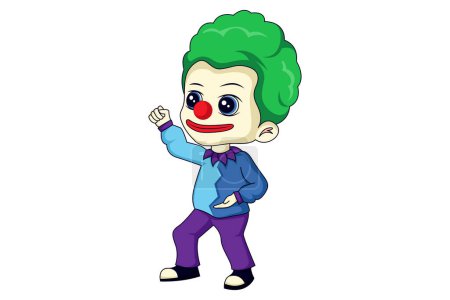 Illustration for Clown with green hair and red nose childish character - Royalty Free Image