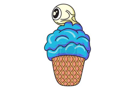 Illustration for Scary Ice Cream Character Illustration - Royalty Free Image