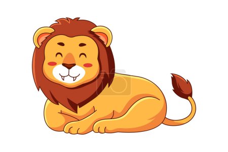 Téléchargez les illustrations : Illustration de design de personnage de lion mignon - en licence libre de droit