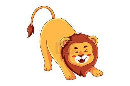 Téléchargez les illustrations : Illustration de design de personnage de lion mignon - en licence libre de droit