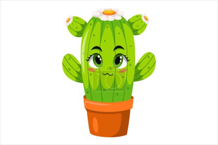 Téléchargez les illustrations : Illustration mignon de conception de caractère de cactus - en licence libre de droit