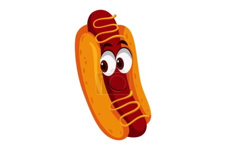 Téléchargez les illustrations : Illustration mignonne de conception de caractère de hot dog - en licence libre de droit