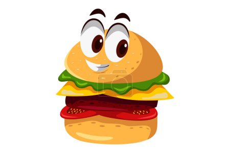 Illustration for Cute Hamburger Character Design Illustration - Royalty Free Image