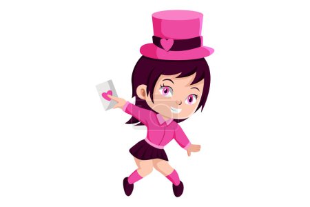 Illustration for Cute Little Magician Girl Character Illustration - Royalty Free Image