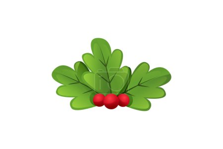 Illustration for Holly Berry Christmas Sticker Design - Royalty Free Image