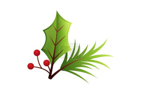 Illustration for Christmas Plant Decoration Sticker Design - Royalty Free Image