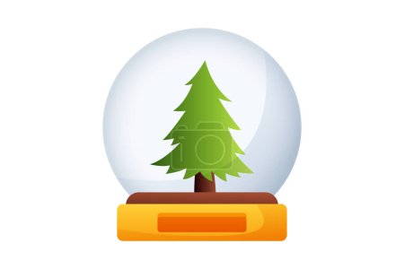Téléchargez les illustrations : Sticker boule de neige avec sapin d'épinette Noël - en licence libre de droit